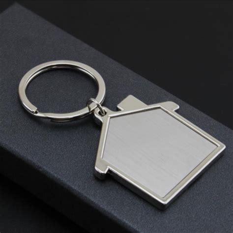 blank metal house shaped keychain|personalized house shaped key chains.